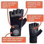Soft Leather Weight Lifting Gloves with Wrist Support