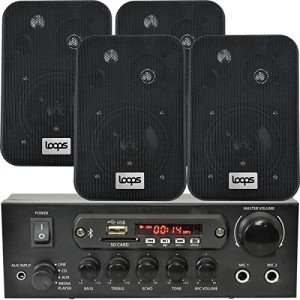 Bluetooth Music System with Wall-Mounted Speakers