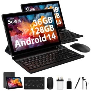 FLYCOAY 10-Inch Android 14 Tablet with Keyboard