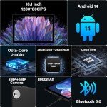 FLYCOAY 10-Inch Android 14 Tablet with Keyboard