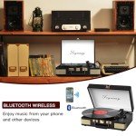 Bluetooth Portable Vinyl Record Player with Speakers