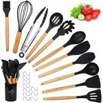 22-Piece Silicone Kitchen Utensil Set with Wood Handles