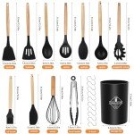 22-Piece Silicone Kitchen Utensil Set with Wood Handles