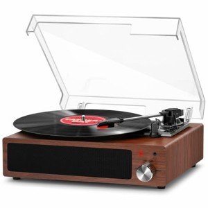 FYDEE Vintage Vinyl Record Player with Speakers