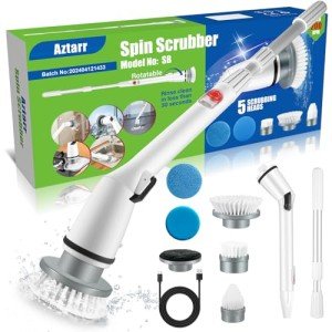 Aztarr Cordless Electric Spin Scrubber with Extensions