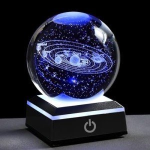 3D Solar System Crystal Ball Night Light Gadget