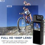 1080P Mini Body Camera, 180° Rotatable Lens, 6 Hours Video Recording, Motion Detection, Night Vision, Wearable Sports Camera for Cycling, Law Enforcement, Security