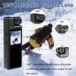 1080P Mini Body Camera, 180° Rotatable Lens, 6 Hours Video Recording, Motion Detection, Night Vision, Wearable Sports Camera for Cycling, Law Enforcement, Security