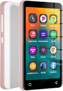 80GB MP3 Player with Bluetooth and WiFi, MP4 MP3 Player with Spotify 4" Full Touch Screen and with Pandora, HiFi Sound Walkman Digital Audio Player with Speaker (Pink_White)