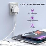 iPhone Charger [MFi Certified] 2Pack Dual USB Wall Plug Adapter UK 2.4A Mains Charger with 4Pack Lightning Cable 3/3/6/6 FT iPhone Fast Charging lead for iPhone 14/13/12/11 Pro Max/S/XS/8/Plus