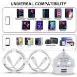 iPhone Charger [MFi Certified] 2Pack Dual USB Wall Plug Adapter UK 2.4A Mains Charger with 4Pack Lightning Cable 3/3/6/6 FT iPhone Fast Charging lead for iPhone 14/13/12/11 Pro Max/S/XS/8/Plus