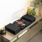 Fenton RP165B Retro Vinyl Player - Bluetooth Turntable with Built-In Speakers, 3-Speed Selectable (33 1/3, 45, 78 RPM), Wireless Audio Streaming, Auto-Stop, Black/Grey Finish