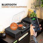 Fenton RP165B Retro Vinyl Player - Bluetooth Turntable with Built-In Speakers, 3-Speed Selectable (33 1/3, 45, 78 RPM), Wireless Audio Streaming, Auto-Stop, Black/Grey Finish