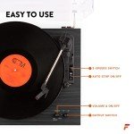 Fenton RP165B Retro Vinyl Player - Bluetooth Turntable with Built-In Speakers, 3-Speed Selectable (33 1/3, 45, 78 RPM), Wireless Audio Streaming, Auto-Stop, Black/Grey Finish