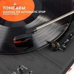 Fenton RP165B Retro Vinyl Player - Bluetooth Turntable with Built-In Speakers, 3-Speed Selectable (33 1/3, 45, 78 RPM), Wireless Audio Streaming, Auto-Stop, Black/Grey Finish
