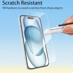 4youquality [4-Pack Screen Protector for iPhone 15 (6.1-Inch), Tempered Glass Film, [LifetimeSupport][Impact-Protection][Anti-Shatter][Anti-Scratch]