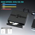 External Blu Ray Drive, USB 3.0 and Type-C Blu Ray Drive Portable Blu Ray DVD/CD/BD Player, 3D Optical Bluray Drive Compatible With Windows XP/7/8/10/11 Macos for Macbook Laptop Desktop