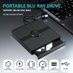 External Blu Ray Drive, USB 3.0 and Type-C Blu Ray Drive Portable Blu Ray DVD/CD/BD Player, 3D Optical Bluray Drive Compatible With Windows XP/7/8/10/11 Macos for Macbook Laptop Desktop