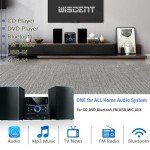 WISCENT Hi-Fi Compact Stereo Systems with Bluetooth, FM Radio,CD Player,Micro DVD Player for Home,USB-MP3 Playback,AUX,MIC,Remote Control,30W, Hi Fi Music System,DSP-Tech