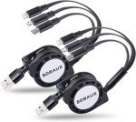 3-in-1 Retractable Fast Charging Cable - 2 Pack