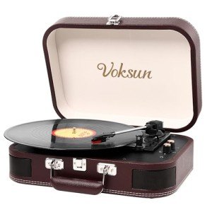 VOKSUN Portable Bluetooth Vinyl Turntable with Speakers