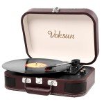 VOKSUN Portable Bluetooth Vinyl Turntable with Speakers