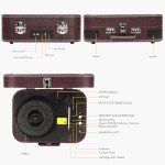 VOKSUN Portable Bluetooth Vinyl Turntable with Speakers