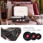 VOKSUN Portable Bluetooth Vinyl Turntable with Speakers