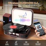 VOKSUN Portable Bluetooth Vinyl Turntable with Speakers