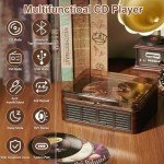 Bluetooth Portable CD Player with Speakers - Retro Style