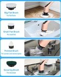 Cordless Electric Spin Scrubber with 8 Brush Heads