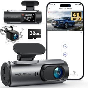 WOLFANG 4K Dual Dash Cam with Night Vision