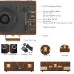 Bluetooth Portable Vinyl Record Player with Speakers