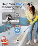 Electric Spin Scrubber with Adjustable Handle & Brushes