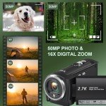Delmodes 2.7K Vlogging Camcorder with Accessories