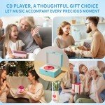 Yintiny Blue Music Box CD Player with Speakers
