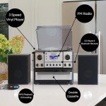 5-in-1 Bluetooth Vinyl Record Player & Music Hub