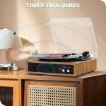 FYDEE Bluetooth Vinyl Record Player with Stereo Speakers