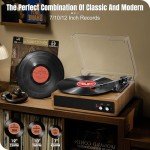 FYDEE Bluetooth Vinyl Record Player with Stereo Speakers