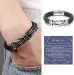 Braided Leather Bracelet Gift for Son