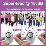 150DB Loud Personal Alarms with LED Light (3 Pack)
