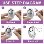 150DB Loud Personal Alarms with LED Light (3 Pack)