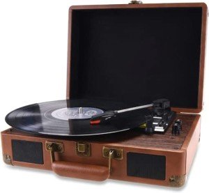 Vintage Bluetooth Turntable with Built-in Speakers
