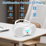 Bluetooth Portable CD Player Boombox with FM Radio