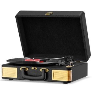 FYDEE Retro Bluetooth Vinyl Record Player with Speakers