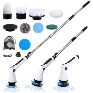 Cordless Electric Spin Scrubber with 8 Brush Heads