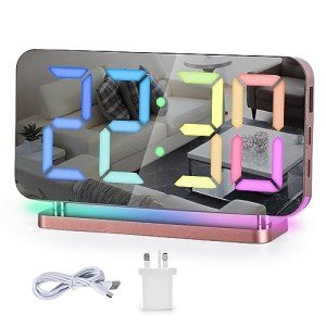 SZELAM 7.4'' LED Mirror Alarm Clock with RGB Light