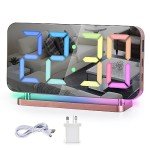 SZELAM 7.4'' LED Mirror Alarm Clock with RGB Light