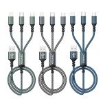 3-in-1 Nylon Braided Multi Charger Cable - 3 Pack