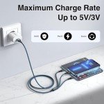 3-in-1 Nylon Braided Multi Charger Cable - 3 Pack